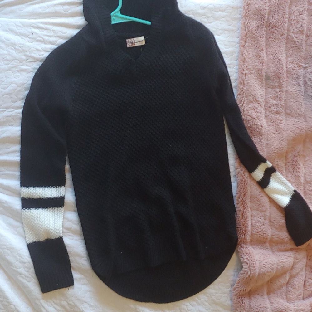 Black hooded sweater